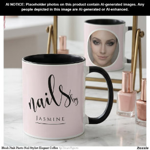 Blush Pink Photo Nail Stylist Elegant Coffee Mug