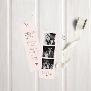 Blush Pink Photo Strip Wedding Thank You Bookmarks