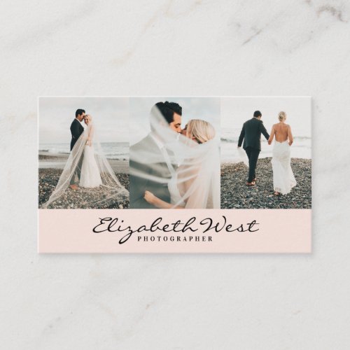 Blush pink photography trendy photo calligraphy business card