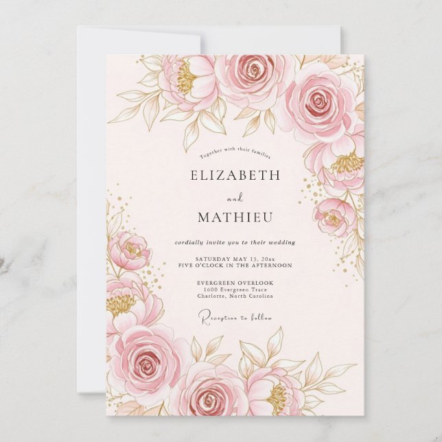 Blush Pink Picturesque Botanical Wedding Invitation (Front)