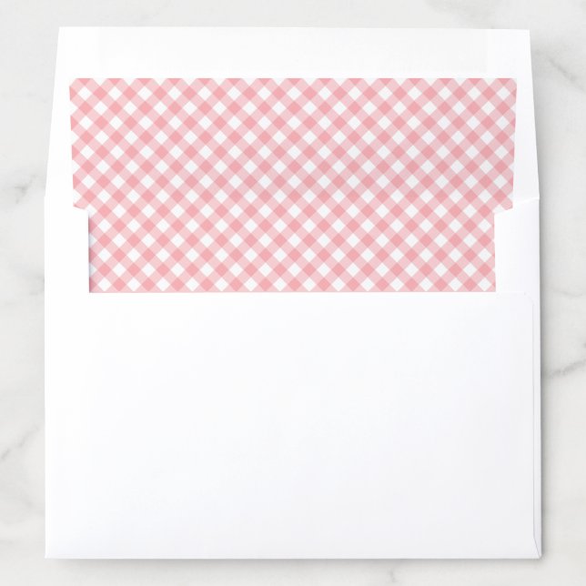 Blush Pink Plaid Gingham Envelope Liner (In Envelope)