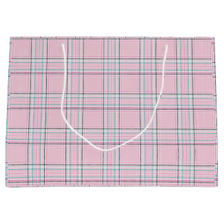 Blush Pink Plaid Large Gift Bag
