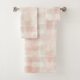 Blush Pink Plaid Stripes   Bath Towel Set