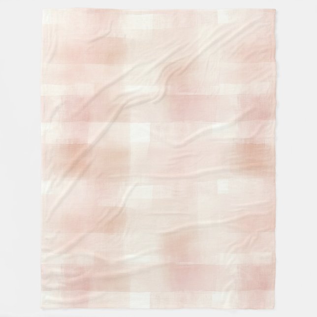 Blush Pink Plaid Stripes   Fleece Blanket (Front)