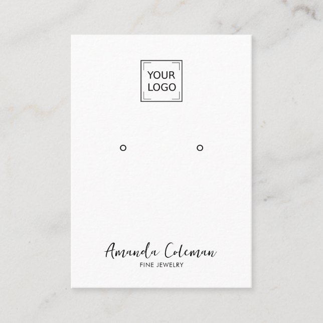 BLUSH PINK PLAIN SIGNATURE EARRING JEWELRY LOGO BUSINESS CARD (Front)