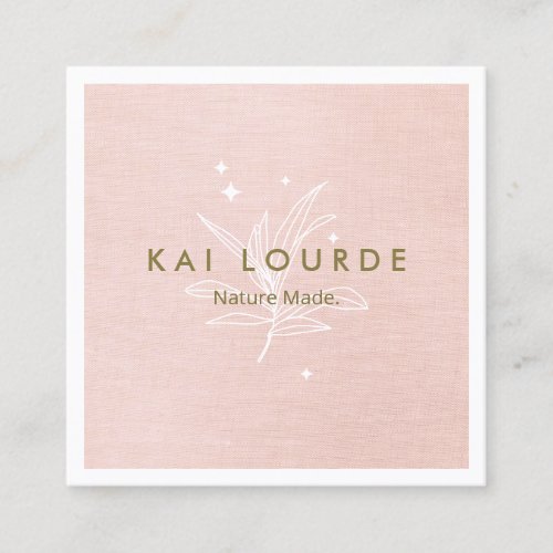 Blush Pink Plant Leaves Square Business Card