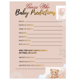 Blush pink  Playful Baby Shower Predictions game