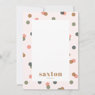 Blush Pink Polk a dot Confetti Personalized Name Note Card