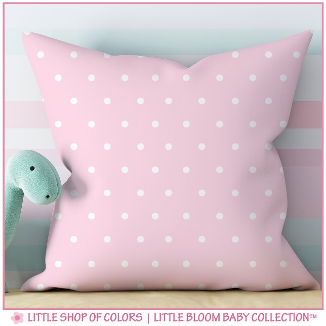 Blush Pink Polka Dot Baby Girl Nursery Throw Pillow (Creator Uploaded)