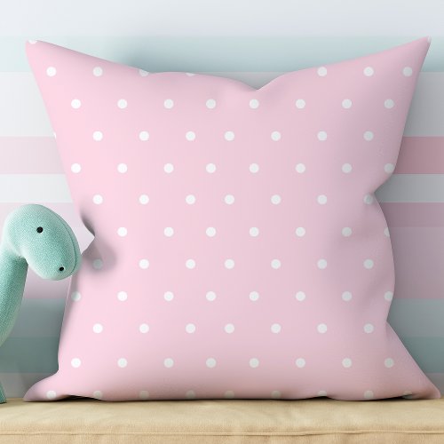 Blush Pink Polka Dot Pattern Nursery Throw Pillow