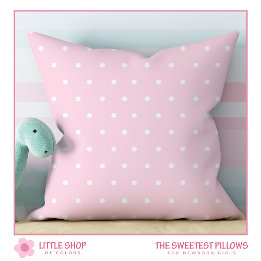 Blush Pink Polka Dot Pattern Nursery Throw Pillow