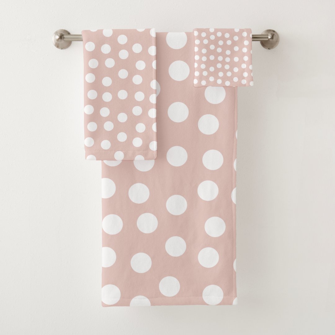 Blush pink polka dots bath towel set Zazzle
