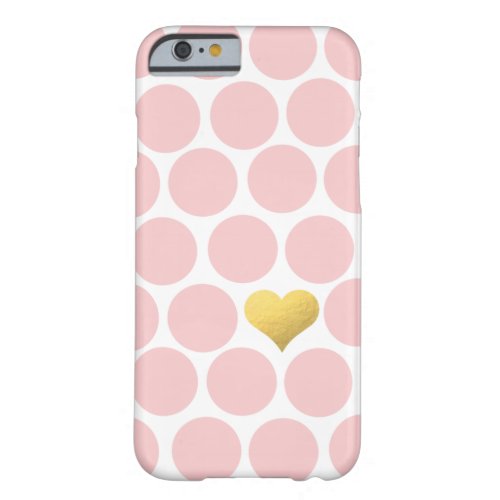 Blush Pink Polka Dots Gold Foil Heart Barely There iPhone 6 Case