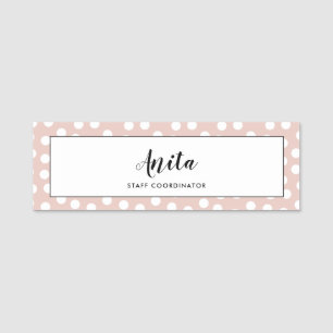 Blush pink polka dots name tag