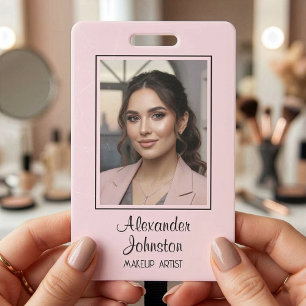 Blush Pink Portrait Employee Makeup Badge