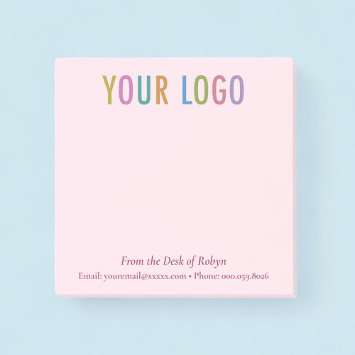 Blush Pink Post_it Notes Custom Logo Personalized