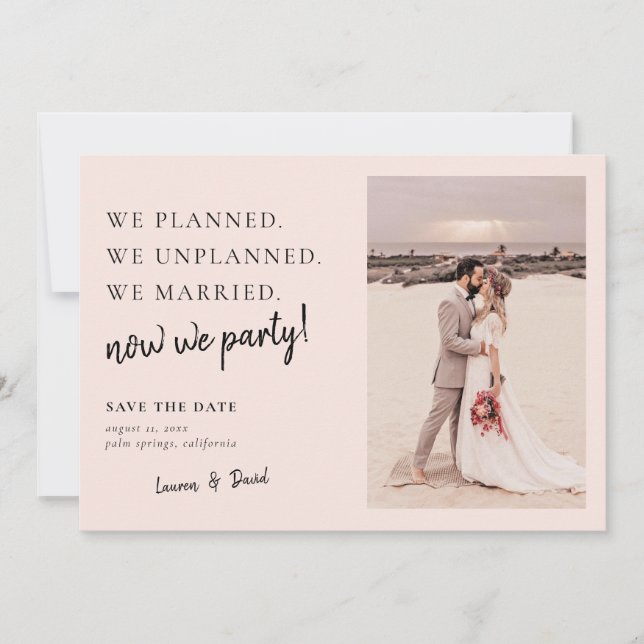 Blush Pink Post Wedding Update Save the Date (Front)