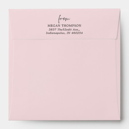 Blush Pink Pre_Addressed Square   Envelope