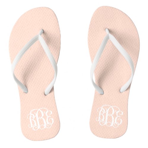 Blush Pink Preppy Script Monogram Flip Flops