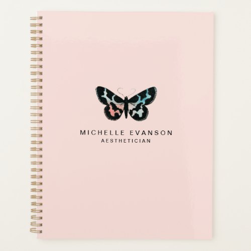 Blush Pink Pretty Watercolor Butterfly Logo Planner
