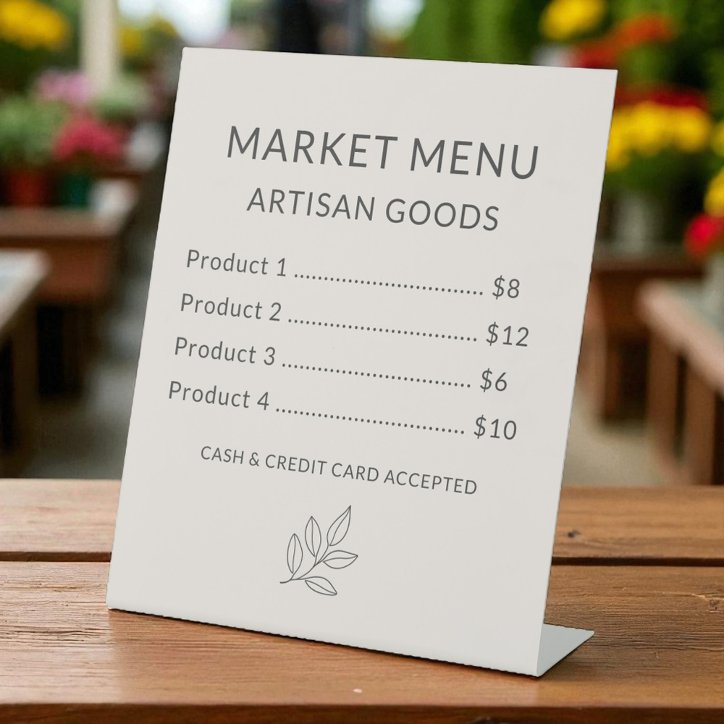Blush Pink Price List Minimalist Small Business Pedestal Sign