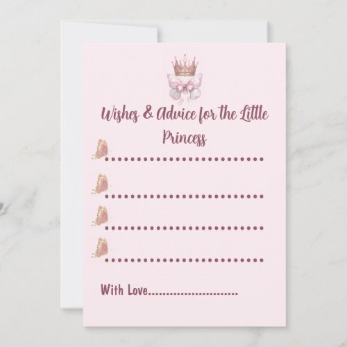 Blush Pink Princess Baby Shower Advice Card