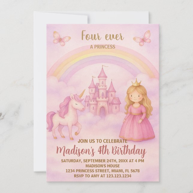 Blush Pink Princess Birthday Invitation (Front)
