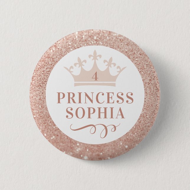 Blush Pink Princess Party Birthday Girl and Favor Button (Front)