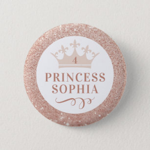 Blush Pink Princess Party Birthday Girl and Favor Button
