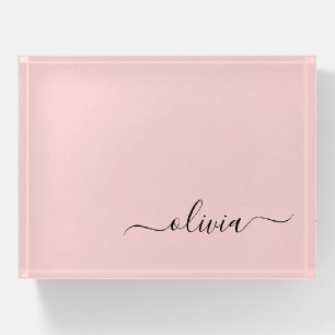 Blush Pink Professional Business Monogram Name Paperweight