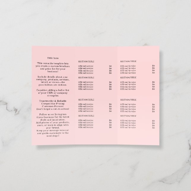Blush Pink Professional | Business Trifold Design Brochure (Inside)