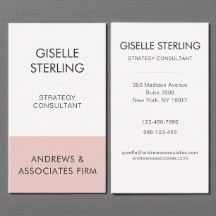 Blush Pink Professional Corporate Modern Elegant Business Card