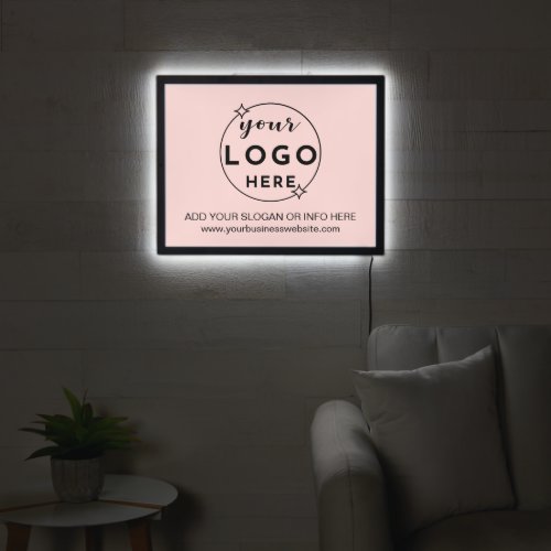 Blush Pink Professional Minimalist Business Logo  LED Sign