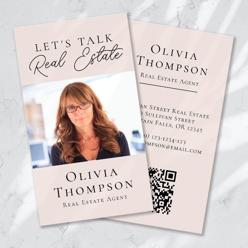 Blush Pink Professional Photo Real Estate Business Card