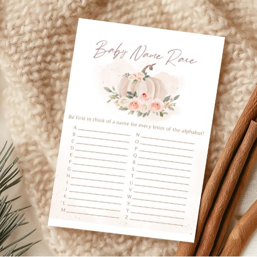 Blush Pink Pumpkin Baby Name Race Game