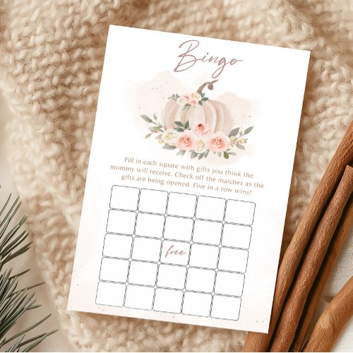 Blush Pink Pumpkin Baby Shower Bingo Game