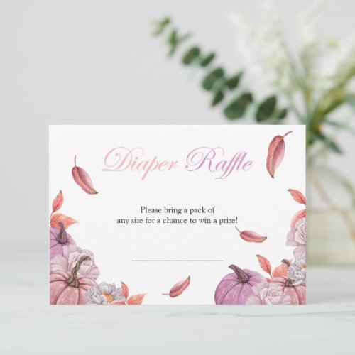 Blush Pink Pumpkin Baby Shower Diaper Raffle Card