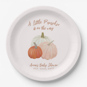 Blush Pink Pumpkin Baby Shower Paper Plates