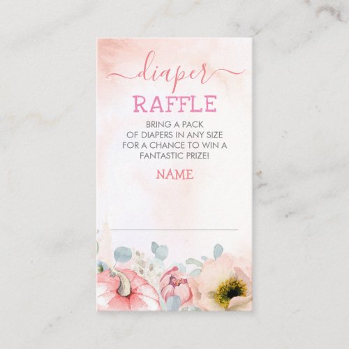 Blush Pink Pumpkin Fall Diaper Raffle Ticket Enclosure Card