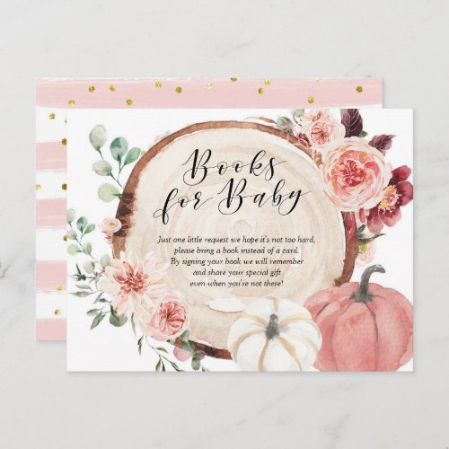 Blush Pink Pumpkin Floral Books for Baby Shower Invitation Postcard