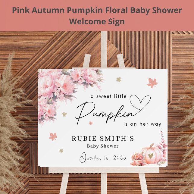Blush Pink Pumpkin Gold Leafs Girl Baby Shower Foam Board (Creator Uploaded)