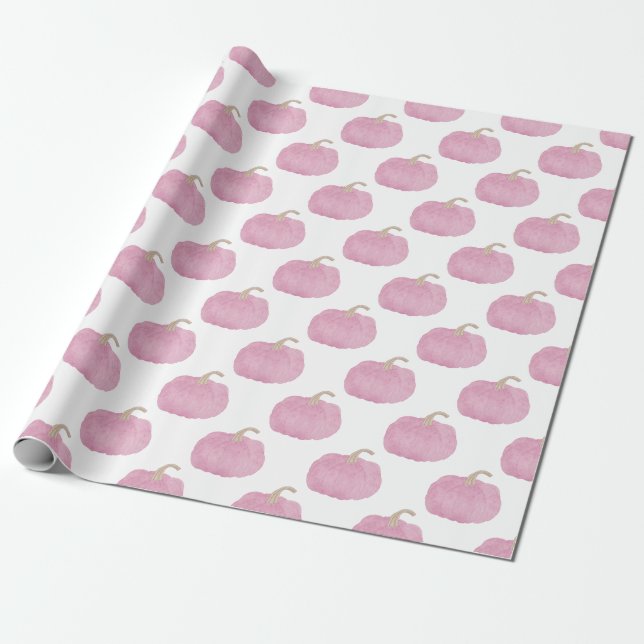 Blush Pink Pumpkin Wrapping Paper (Unrolled)