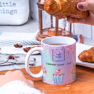 Blush pink purple baking glitter cupcakes logo coffee mug