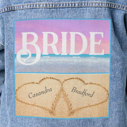 Blush Pink Purple  Beach Wedding 2 Heart Bride Denim Jacket