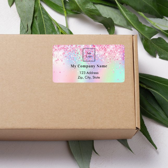 Blush pink purple business logo return address label (Creator Uploaded)
