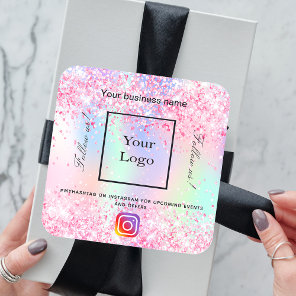 Blush pink purple business logo salon Instagram Square Sticker