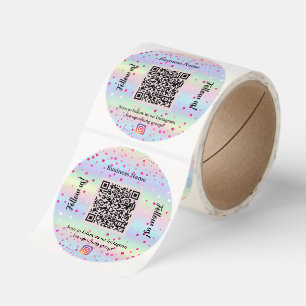 Blush pink purple business salon qr code Instagram Classic Round Sticker