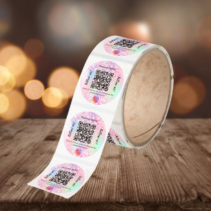 Blush pink purple business salon qr code Instagram Classic Round Sticker