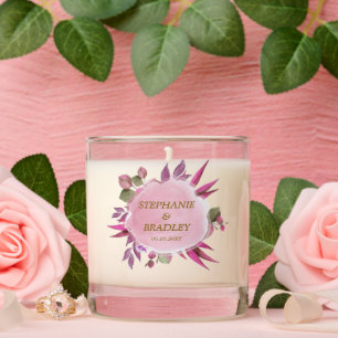 Blush Pink Purple Floral Elegant Modern Wedding Scented Candle