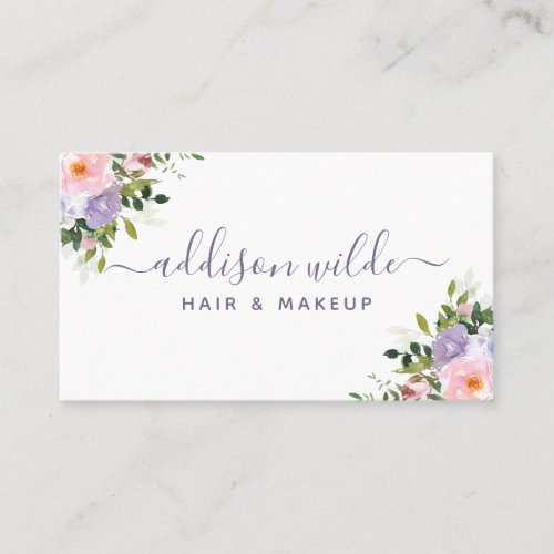 Custom Business Cards 6 Blush Pink Purple Floral Elegant Watercolor Business Card